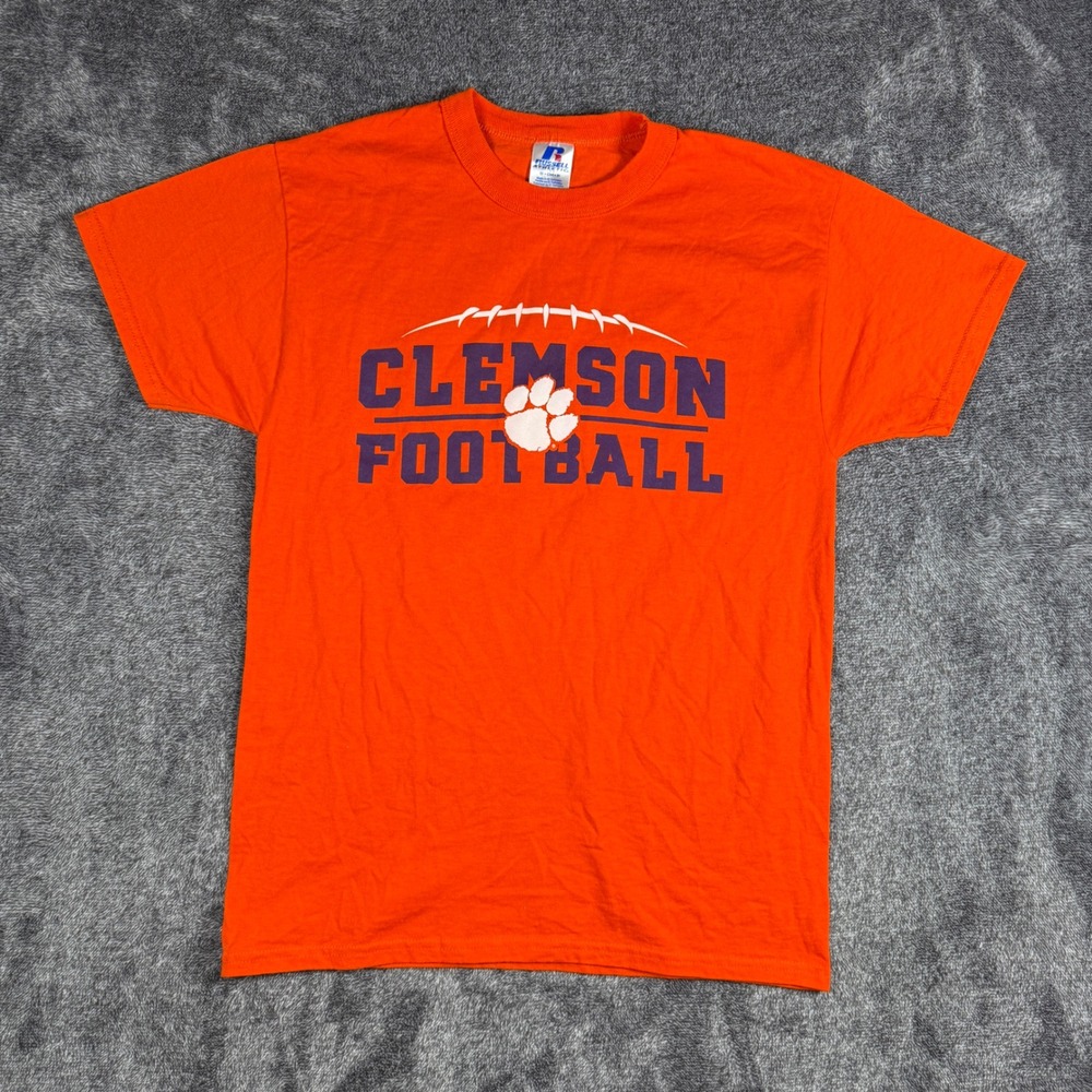 Russell Athletic Clemson Football T-Shirt Small Orange NuBlend Graphic Tee